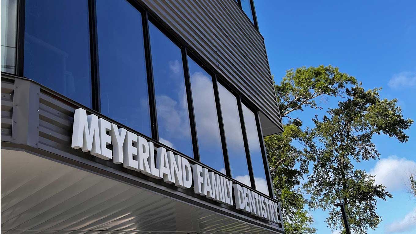 Meyerland Family Dentistry office exterior on North Braeswood Boulevard in Houston